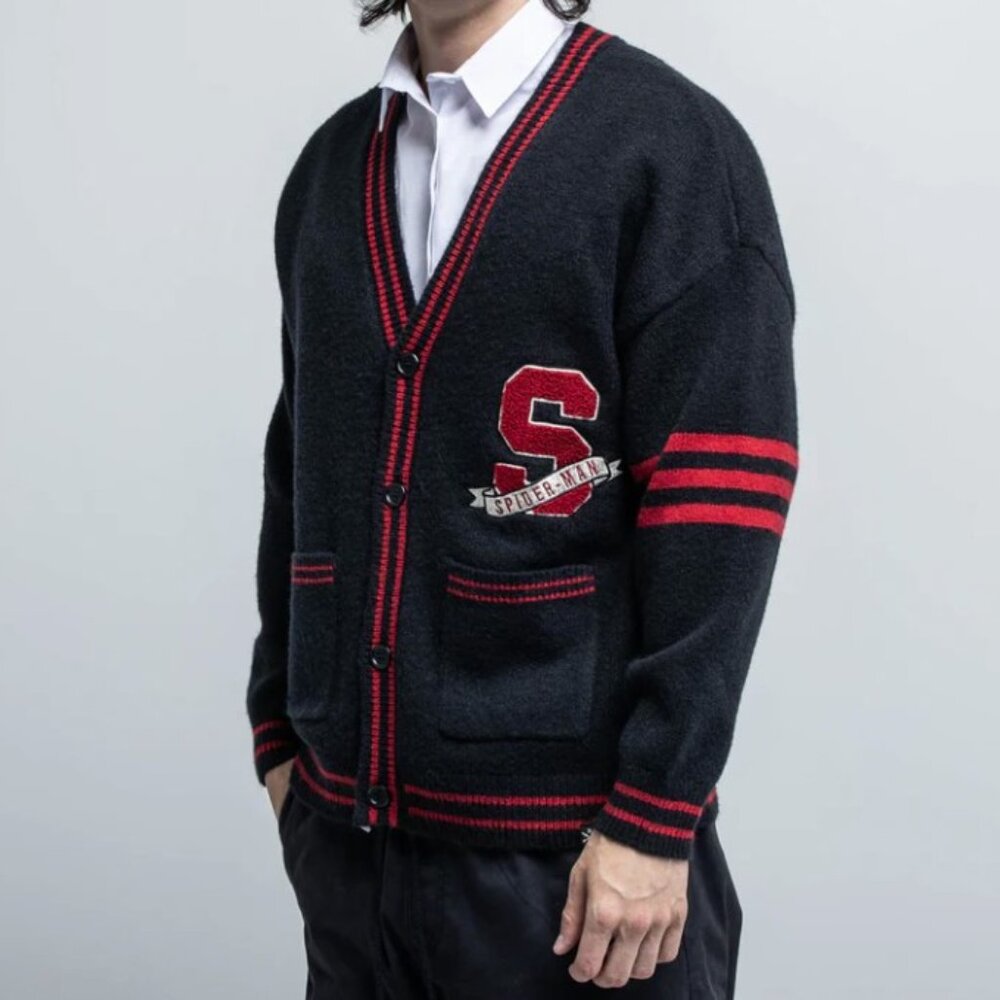 Heroes & Villains Marvel Spiderman Varsity Cardigan Sweater Unisex M